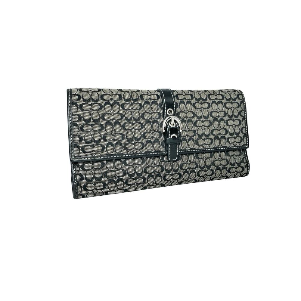 Vintage Coach Soho Signature Buckle Wallet Black Gray Jacquard Y2K Archive EUC - Picture 3 of 16